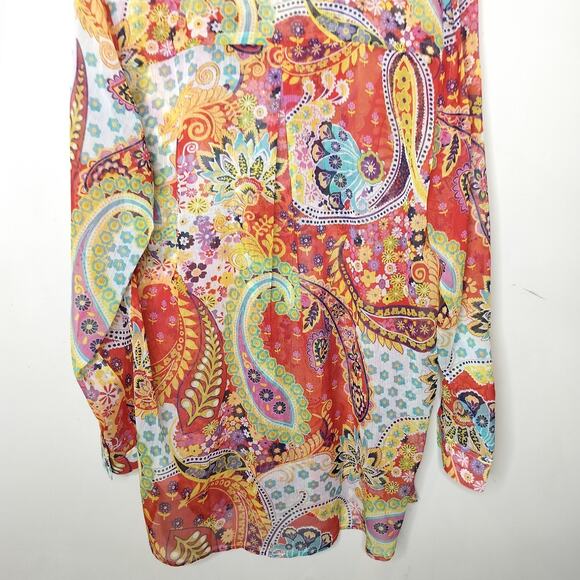 Soft Surroundings Paisley Floral Chiffon Tunic Sheer - Picture 9 of 10